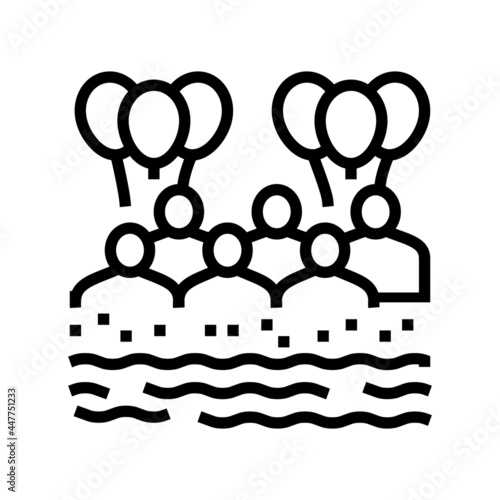 beach kids party line icon vector. beach kids party sign. isolated contour symbol black illustration