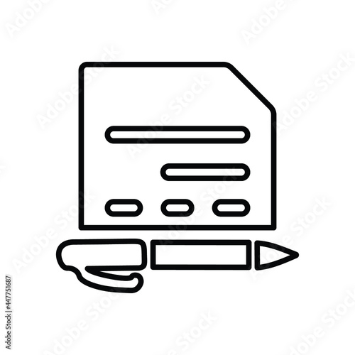 Write  document  writing line icon. Outline vector.