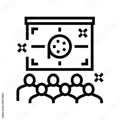 outdoor movie kids party line icon vector. outdoor movie kids party sign. isolated contour symbol black illustration