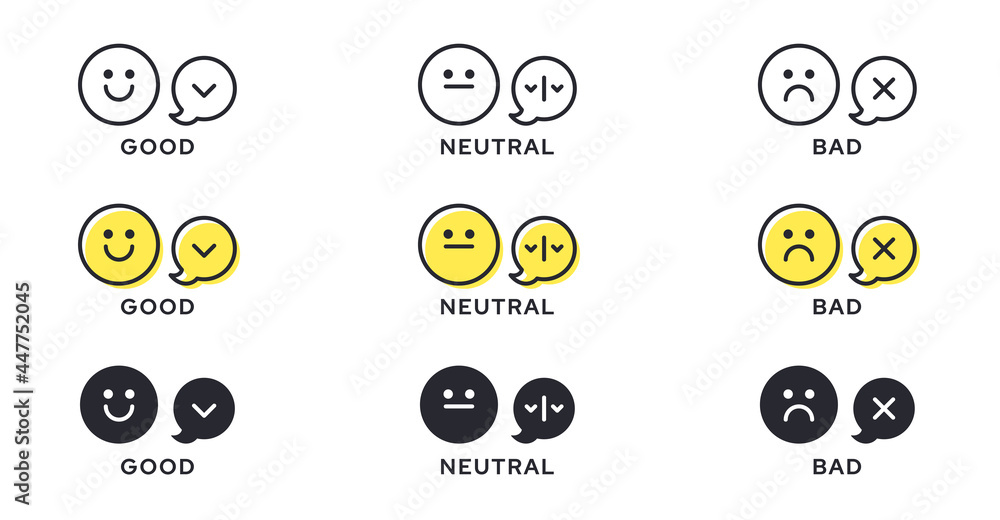 Vetor de Emotion Icon Pack - Good, Bad, Maybe. Evaluation or rating ...