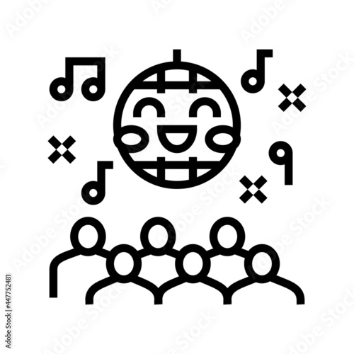 disco kids party line icon vector. disco kids party sign. isolated contour symbol black illustration
