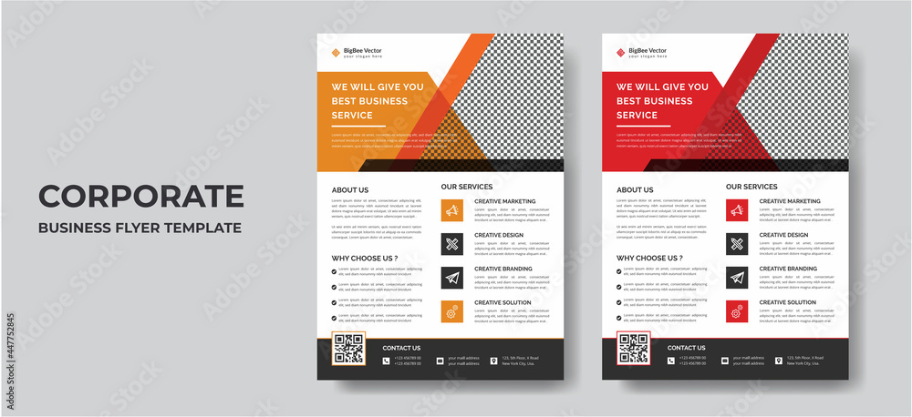 Corporate Business flyer template vector design, Flyer Template Geometric shape used for business poster layout, IT Company flyer, corporate banners, and leaflets. Graphic design layout modern flyer
