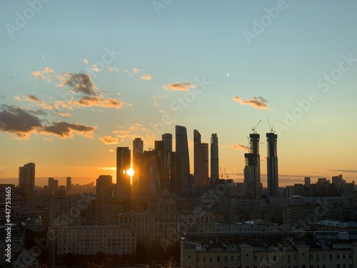 Photography sunset over the city