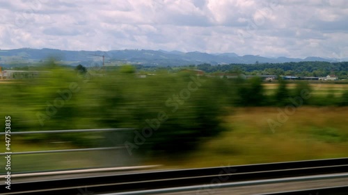 landscape in Lower Austria viewed from high speed train photo