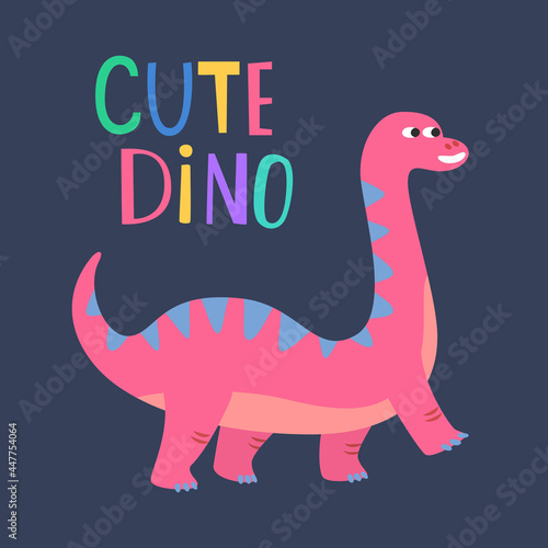 Cartoon dinosaur with  cute dino  lettering.