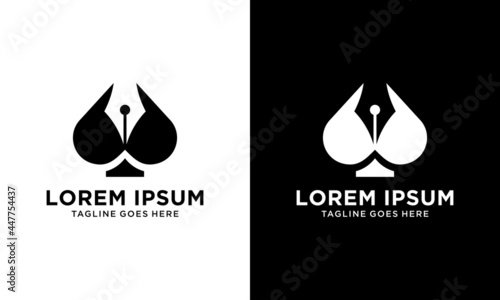 pen logo illustration as spade design vector