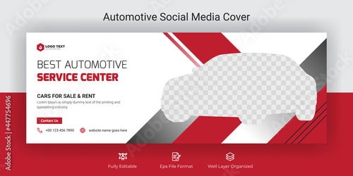 Automotive social media and facebook cover banner template, Luxury car rent social media banner template, Facebook cover photo design vector templates