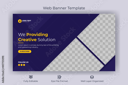 Creative corporate social media  web banner and youtube thumbnail template | Youtube live stream video thumbnail for marketing agency | video thumbnail | Youtube thumbnail
