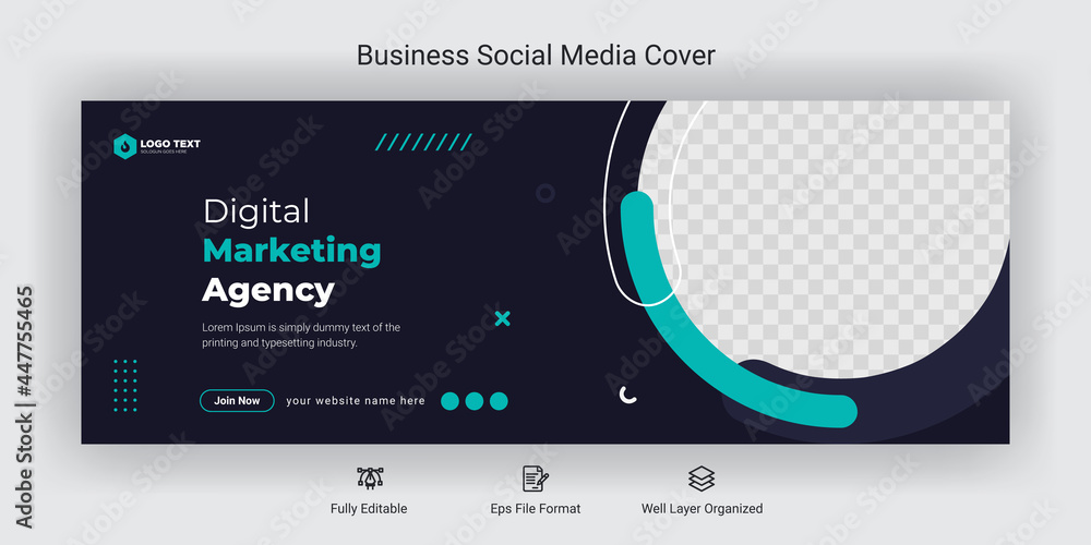 Creative corporate business marketing social media facebook cover banner post template  - obrazy, fototapety, plakaty 