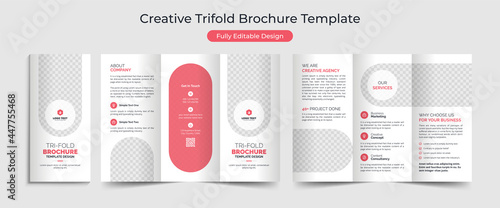 Creative Corporate & Business Trifold Brochure Template Design, abstract business Trifold brochure, vector brochure template design. Brochure design, cover, annual report, poster, Trifold flyer photo