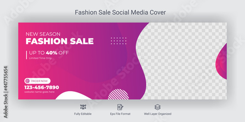 Fashion sale social media facebook cover banner template, Web banner timeline template.