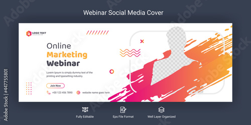 Online marketing webinar facebook cover banner template social media post
