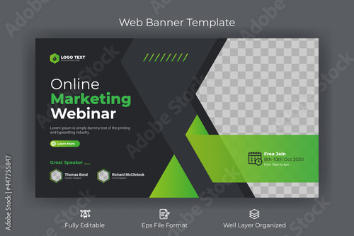 Online marketing webinar web banner and youtube thumbnail template