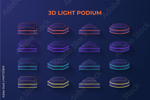 3d set light podium or button with 4 color and 4 shape