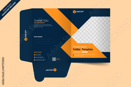	
Presentation folder template design, Folder design, cover for catalog, brochures