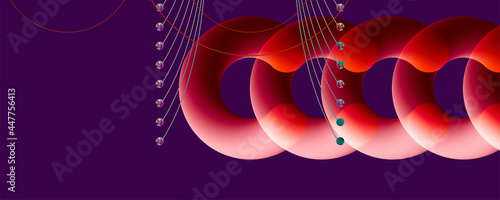 Abstract futuristic background 3d balls vector illustration pearls gentle pastel shades Japanese restrained style. Charm of a jewelry graphic with lines and beads. Stock vector graphics
