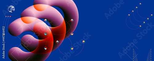 Abstract futuristic background 3d balls vector illustration pearls gentle pastel shades Japanese restrained style. Charm of a jewelry graphic with lines and beads. Stock vector graphics