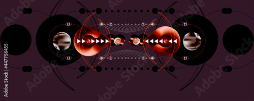 Abstract futuristic background 3d balls vector illustration pearls gentle pastel shades Japanese restrained style. Charm of a jewelry graphic with lines and beads. Stock vector graphics