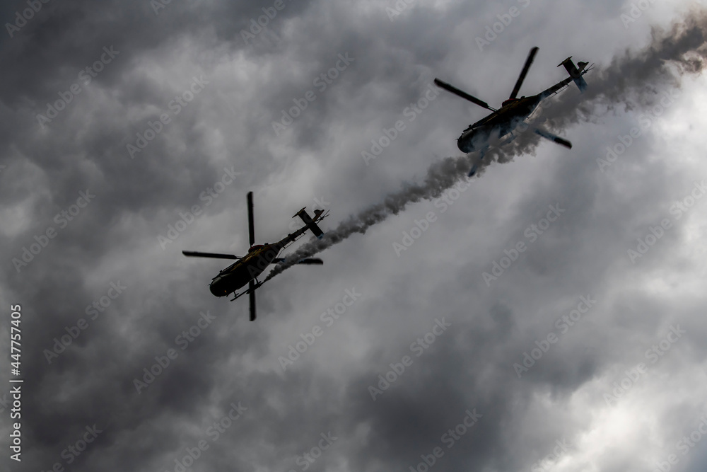  demonstration flights of modern combat helicopters at the MAKS-21 aerospace show in Zhukovsky on July 24, 2021 
