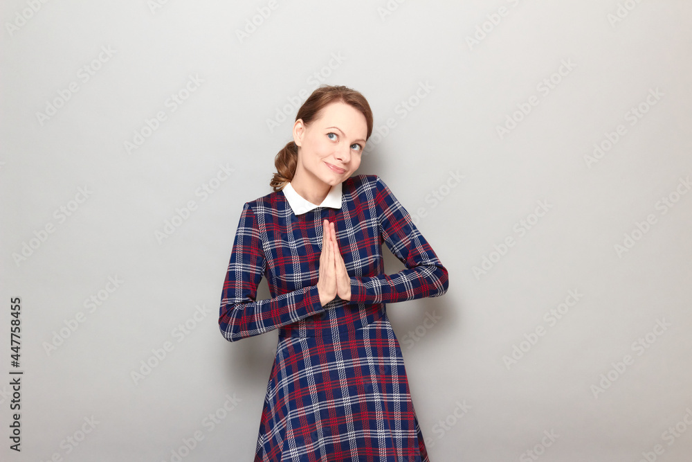 Portrait of happy dreamy girl imagining something pleasant in mind Portrait of happy dreamy girl imagining something pleasant in mind