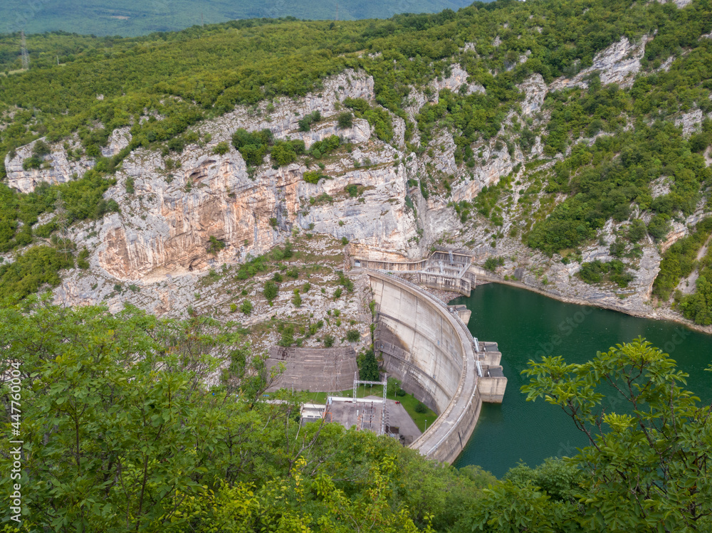 Hydro power plant Bocac u canyon of Vrbas river near Banja Luka