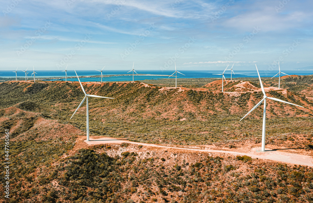 Aerial view of Matafongo, wind farm, Bani, Dominican Republic Aerial view of Matafongo, wind farm, Bani, Dominican Republic