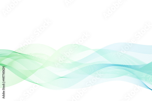 Abstract wave flow line isolated on white background. Wavy fluid pattern design. Modern concept for presentation, banner, backdrop. Vector illustration of gradient dynamic swoosh