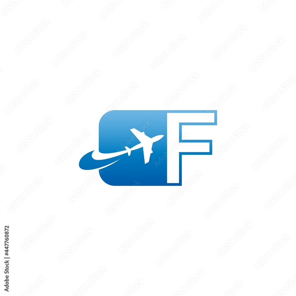 Letter F with plane logo icon design vector