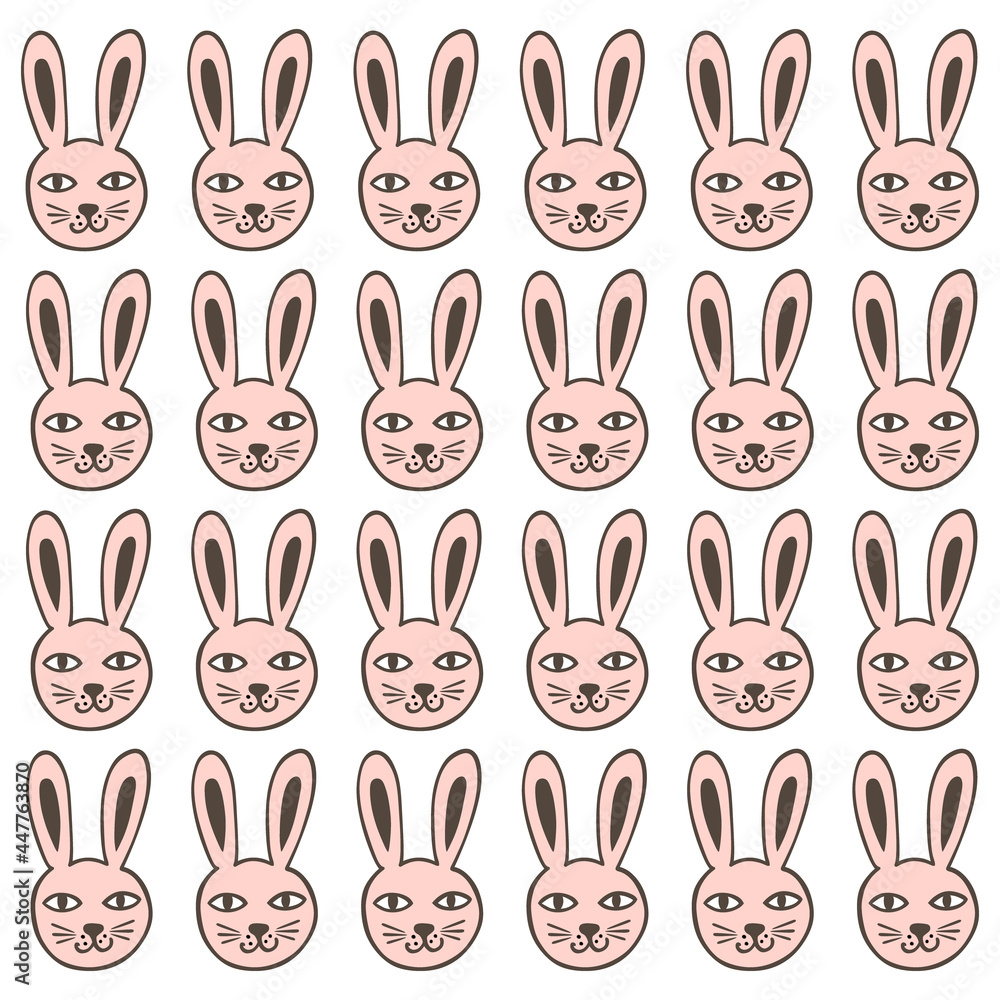 pattern with pink handdrawn rabbits pattern with pink handdrawn rabbits