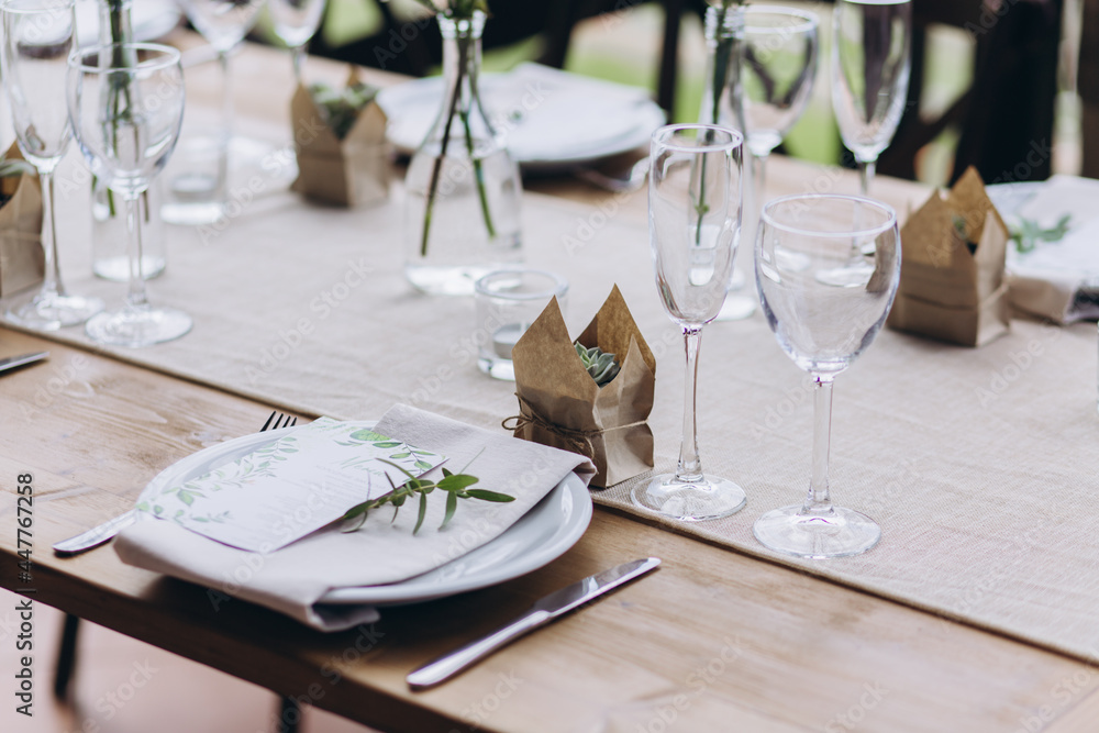 Fototapeta premium Boho wedding table for a newlywed banquet.