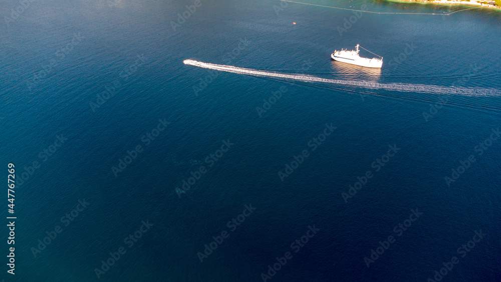 lonely boat in the ocean Croatia lonely boat in the ocean Croatia