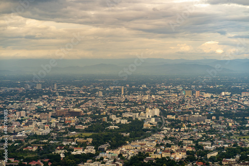 ,Tourist landmarks doi Suthep viewpoint, Chiang Mai, Thailand, Asia region after sunset, from the city scape.