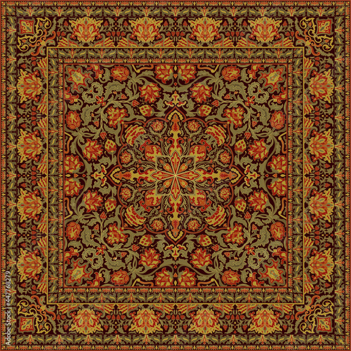 Oriental ornamental carpet.