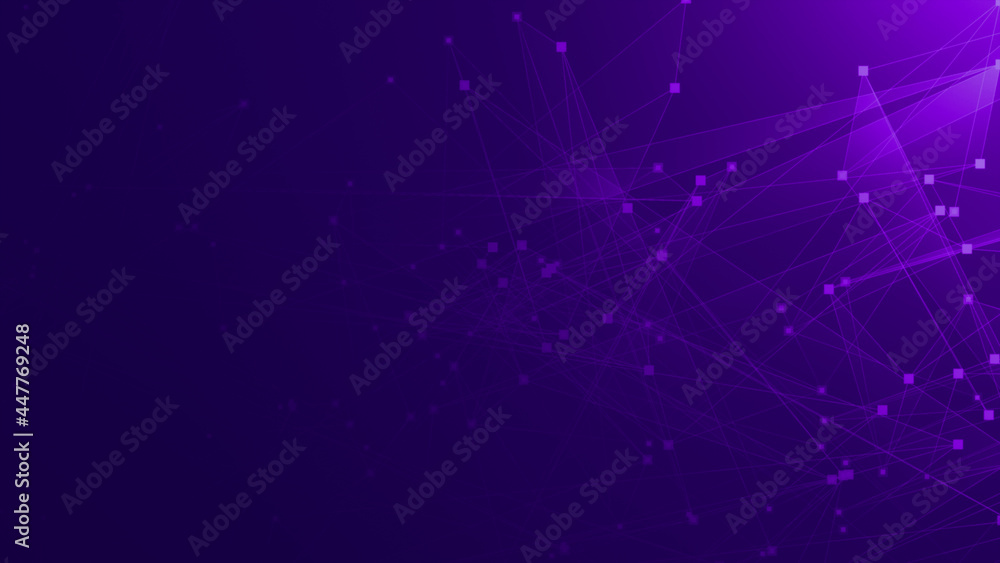 Fototapeta premium Abstract purple violet polygon tech network with connect technology background. Abstract dots and lines texture background. 3d rendering.
