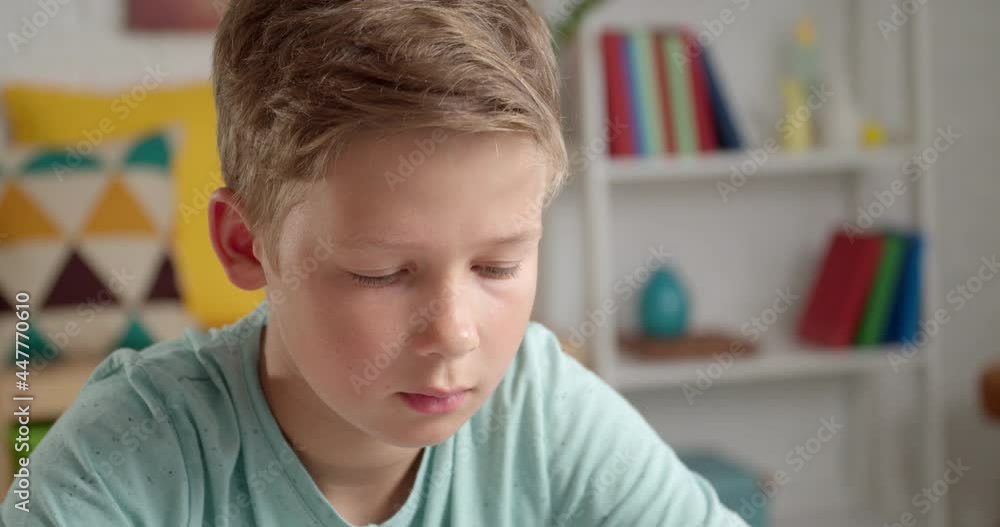 Little schoolboy studying online at home Little schoolboy studying online at home