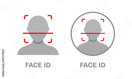 Face id scanner icon.Facial scanning, recognize person. Biometric identification. Illustration vector