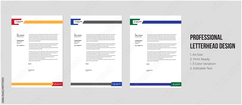 Professional Business Letterhead Design Print Ready EPS Vector. Business  Print and Reay for print Letterhead Template. 
