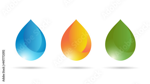 Set gradient color drops isolated on background