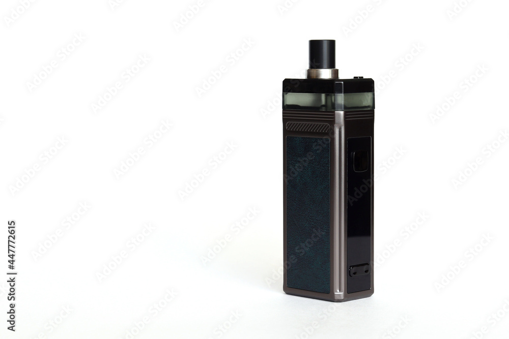 black vape is an electronic cigarette on a white background, a place for your inscription, design. black vape is an electronic cigarette on a white background, a place for your inscription, design.