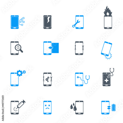 Smartphone repair icon set. Vector illustration 