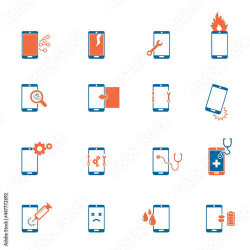 Smartphone repair icon set. Vector illustration 