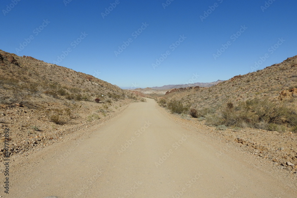 Silver Creek Road in Mohave County, Oatman, northwestern Arizona. There is nothing like a four-wheeling experience into the isolated wilderness of the Mojave Desert.