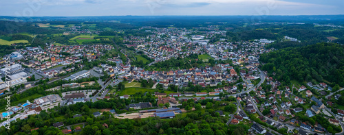 Aerial view of the city Pegnitz in Germany, Bavaria on a sunny spring day