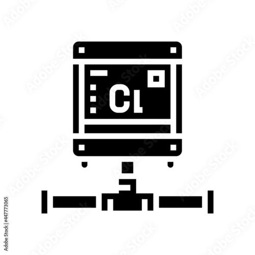 pool chlorine generator glyph icon vector. pool chlorine generator sign. isolated contour symbol black illustration