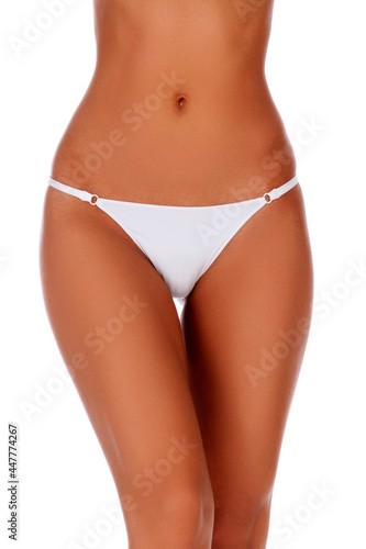 Slim female body isolated on white background