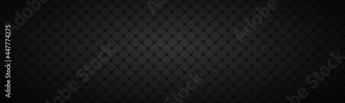 Black abstract header. Vector metal pattern. Simply mosaic banner with evenly stacked crosses