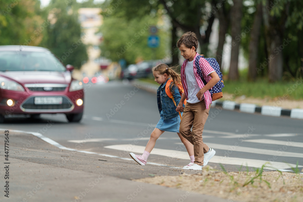 Premium Vector  Boy crossing the road at zebra crossing