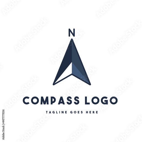 North arrow icon or N direction and navigation point symbol. Vector logo for GPS navigator map