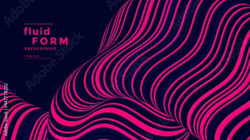 Stripe neon optical fluid wave. Duotone wavy line compositions. Dynamic flow background design for cover, flyer.
