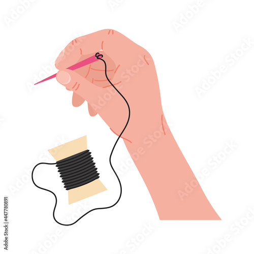 hand with thread